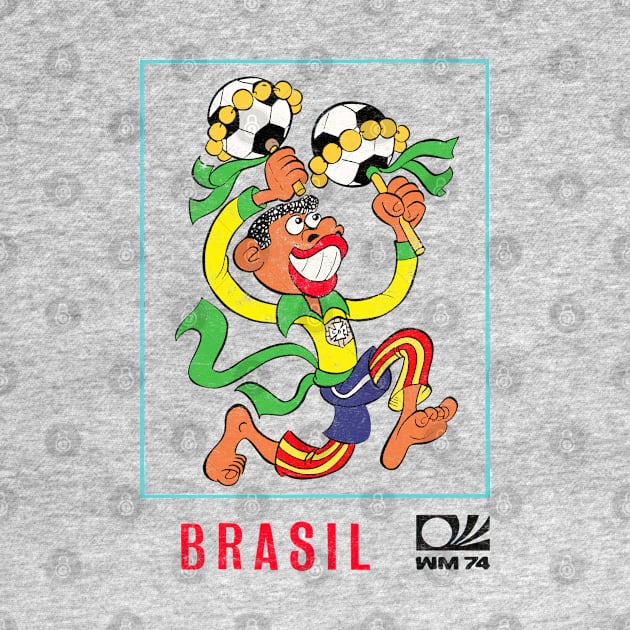 Brasil 74 / Vintage Faded-Style Football Design by DankFutura